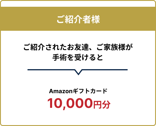 ご紹介されたお友達、ご家族様が手術を受けるとAmazonギフトカード 10,000円分